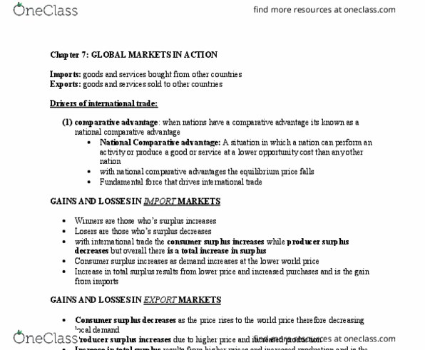 ECON 1050 Chapter Notes - Chapter 7: Export Subsidy, Economic Surplus, Trade Route thumbnail