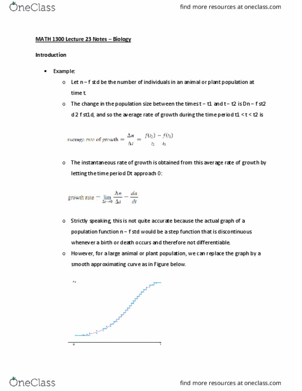 MATH 1300 Lecture Notes - Lecture 23: Step Function, Blood Vessel, Viscosity cover image