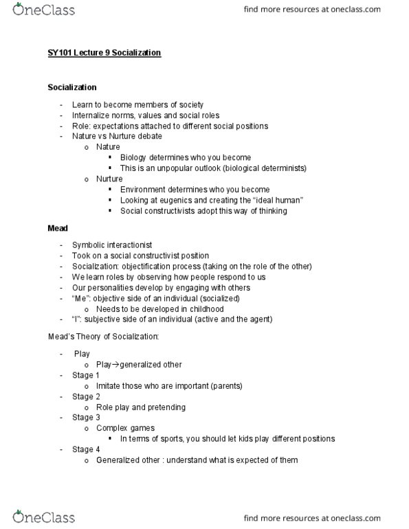 SY101 Lecture Notes - Lecture 9: Total Institution cover image