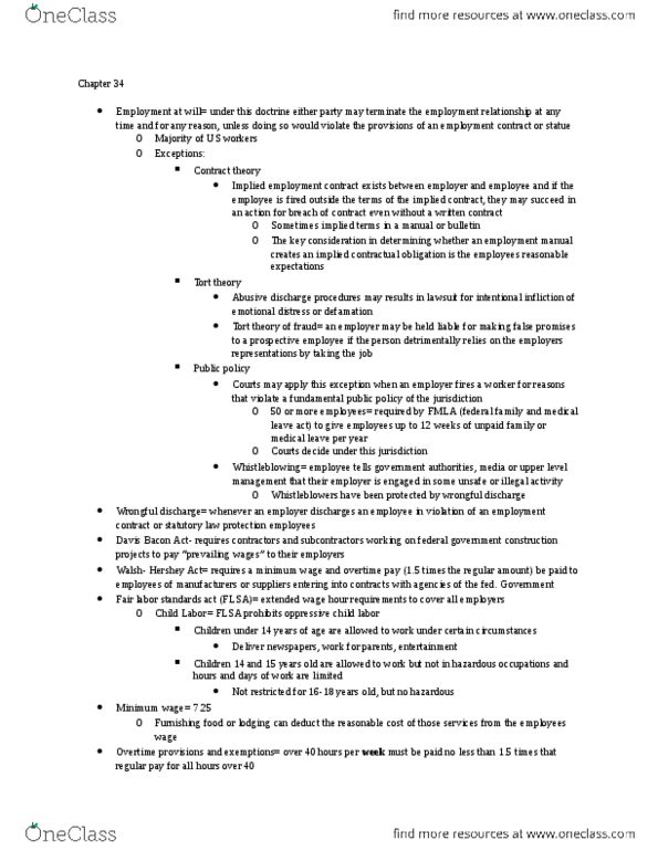 LPP 255 Chapter Notes - Chapter 34: Whistleblower, Contract Theory thumbnail