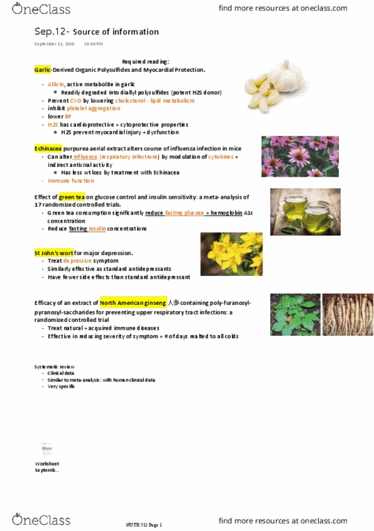 NUTR 512 Lecture Notes - Lecture 3: Echinacea Purpurea, Randomized Controlled Trial, Glycated Hemoglobin thumbnail