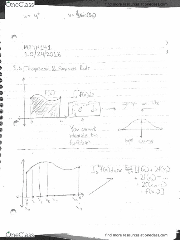 MATH 141 Lecture 13: 2018-10-24: Trapezoid and Simpson's Rule cover image