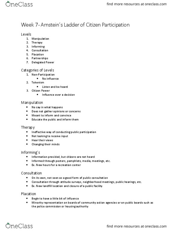 PLG 120 Lecture Notes - Lecture 7: Community Action Agencies, Tokenism thumbnail