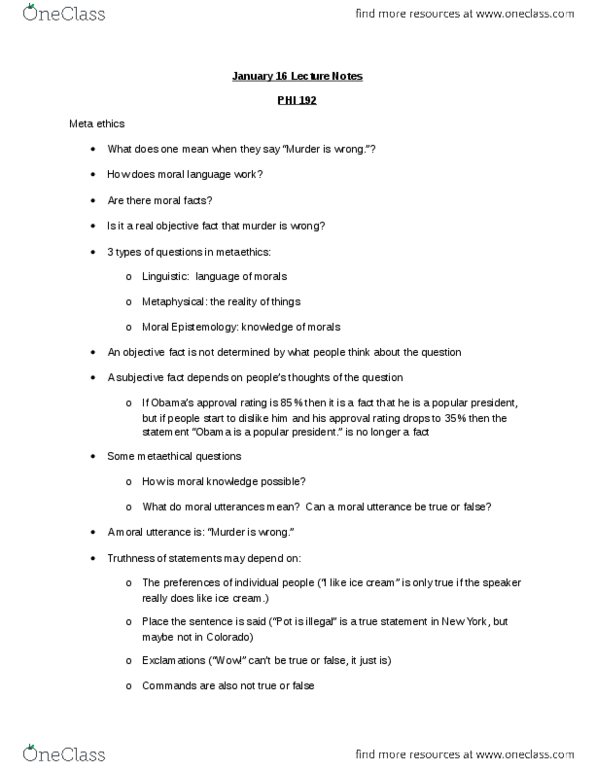 PHI 192 Lecture Notes - Subjectivism, Relativism, Phlogiston Theory thumbnail