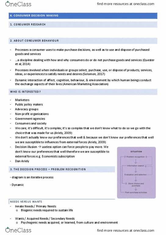 MKTG2004 Lecture Notes - Lecture 4: American Marketing Association, Dan Ariely, Reference Group thumbnail