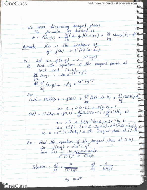 MATH 200 Lecture Notes - Lecture 11: Tangent Space cover image