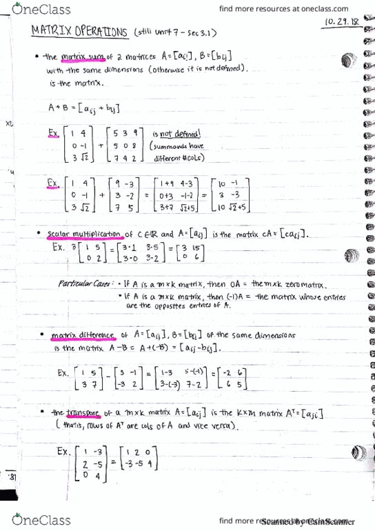 Mathematics 1229A/B Lecture 19: Matrix Operations thumbnail