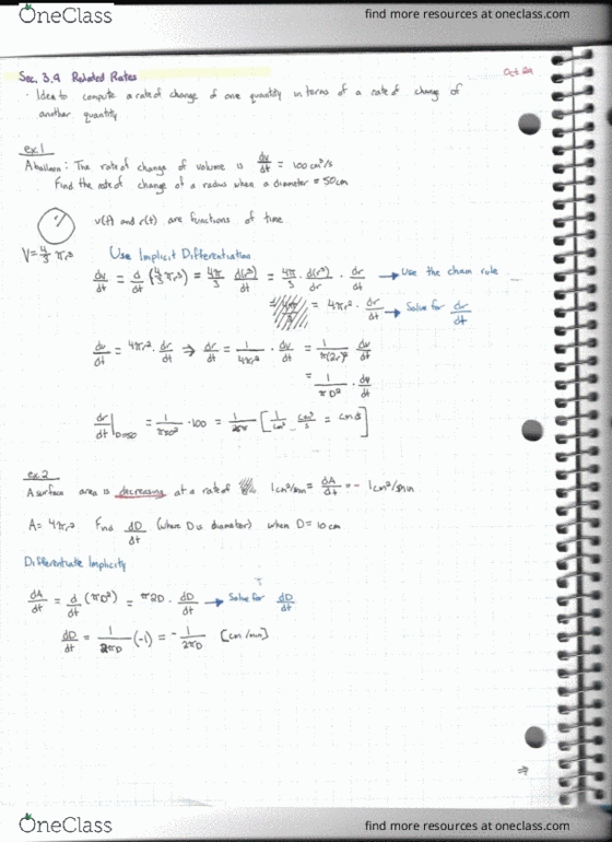Calculus 1000A/B Lecture 30: Calculus 3.9 Related rates cover image