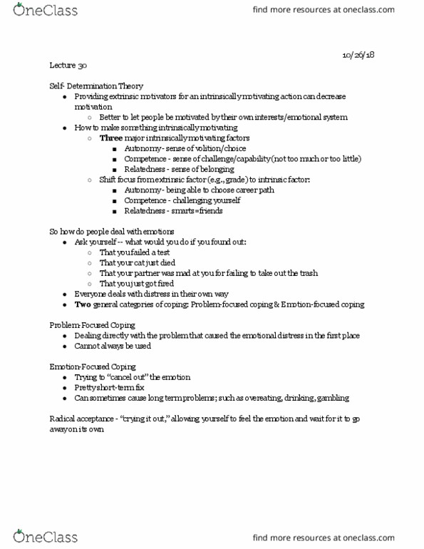 PSYC 2010 Lecture Notes - Lecture 30: Intrinsic Factor, Unconscious Mind, Preconscious thumbnail