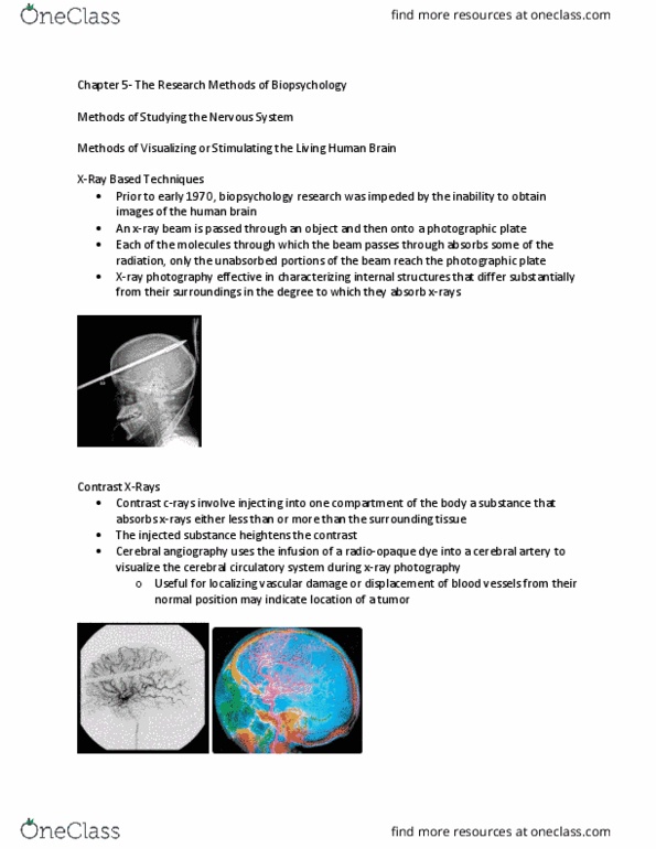 PSYC 271 Chapter Notes - Chapter 5: Cerebral Angiography, Photographic Plate, Behavioral Neuroscience thumbnail