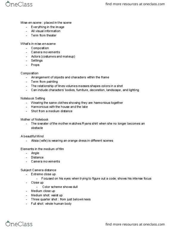 GE CLST 73B Lecture Notes - Lecture 15: Medium Shot, Color Scheme, Crane Shot thumbnail