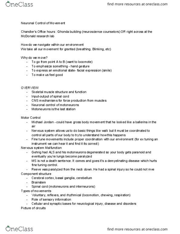 GE CLST 73B Lecture Notes - Lecture 6: Demyelinating Disease, Spinal Cord, Basal Ganglia thumbnail