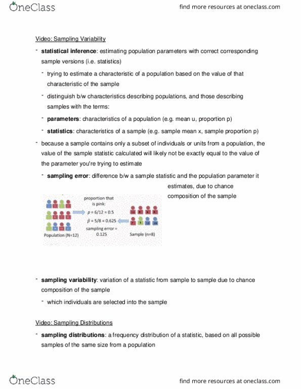 Statistical Sciences 2037A/B Lecture Notes - Lecture 17: Statistic, Statistical Parameter, Statistical Inference thumbnail