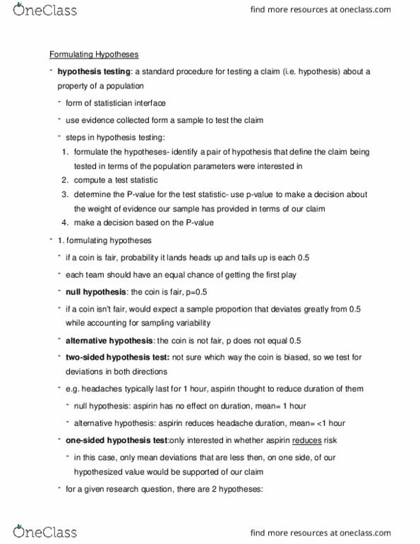 Statistical Sciences 2037A/B Lecture 19: Formulating Hypotheses & Test Statistics thumbnail