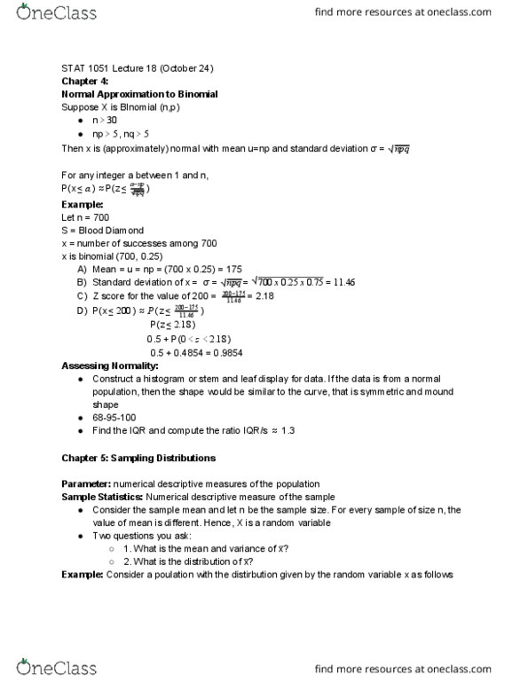 STAT 1051 Lecture Notes - Lecture 18: Baseball Field, Standard Score, Standard Deviation cover image