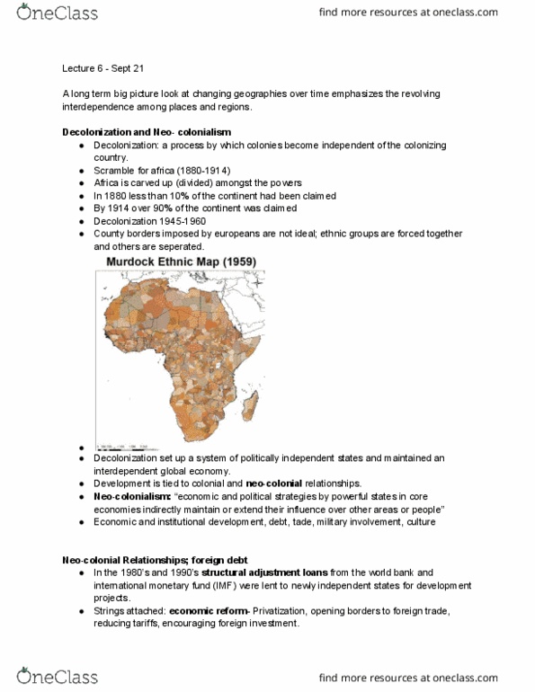 GEOG 1200 Lecture Notes - Lecture 6: Neocolonialism, Structural Adjustment thumbnail