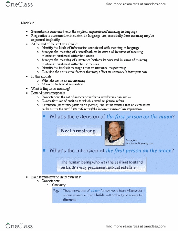 LING 1150 Chapter Notes - Chapter 6: Lexical Semantics, Connotation, Pragmatics thumbnail