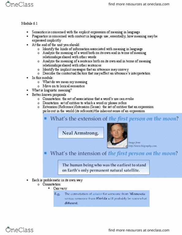 LING 1150 Chapter Notes - Chapter 6: Lexical Semantics, Connotation, Pragmatics thumbnail