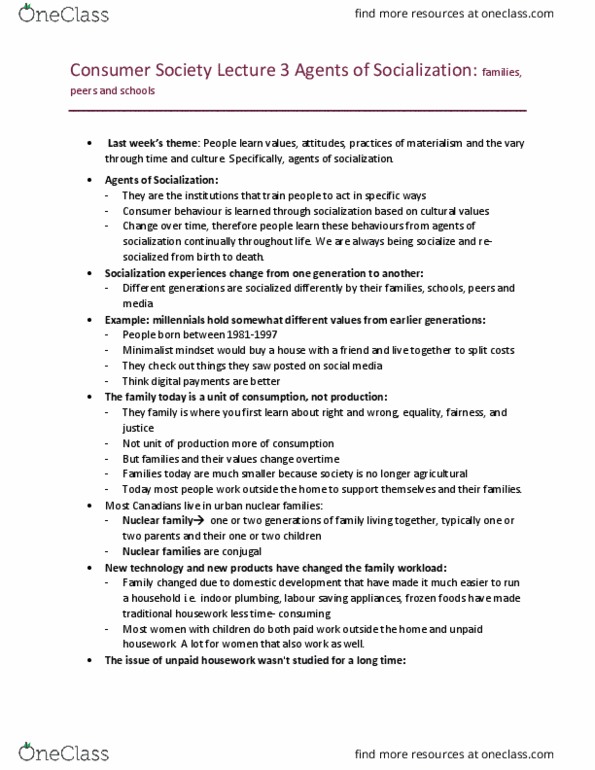 SOC393H1 Lecture Notes - Lecture 3: Nuclear Family, Consumer Behaviour, Commensalism thumbnail