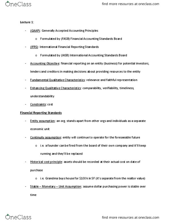 BUS 201 Lecture Notes - Lecture 1: International Accounting Standards Board, International Financial Reporting Standards, Financial Statement thumbnail