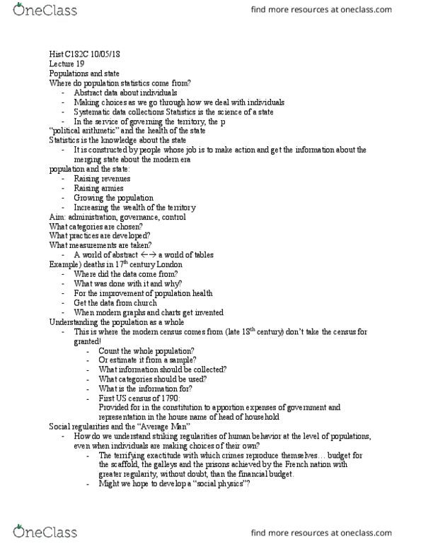 HISTORY 182A Lecture Notes - Lecture 2: Ideal Type, Survey Sampling, Alterity thumbnail