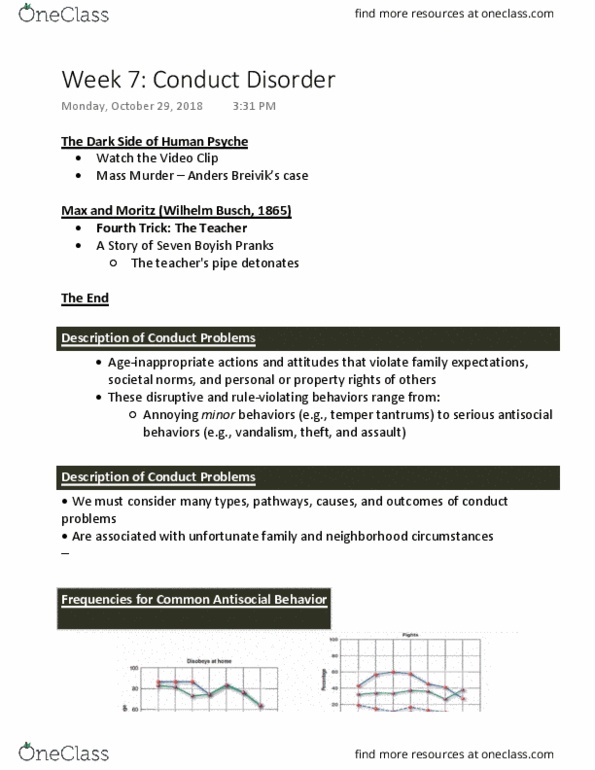 PSY341H5 Lecture Notes - Lecture 7: Conduct Disorder, Antisocial Personality Disorder, Dsm-Iv Codes thumbnail