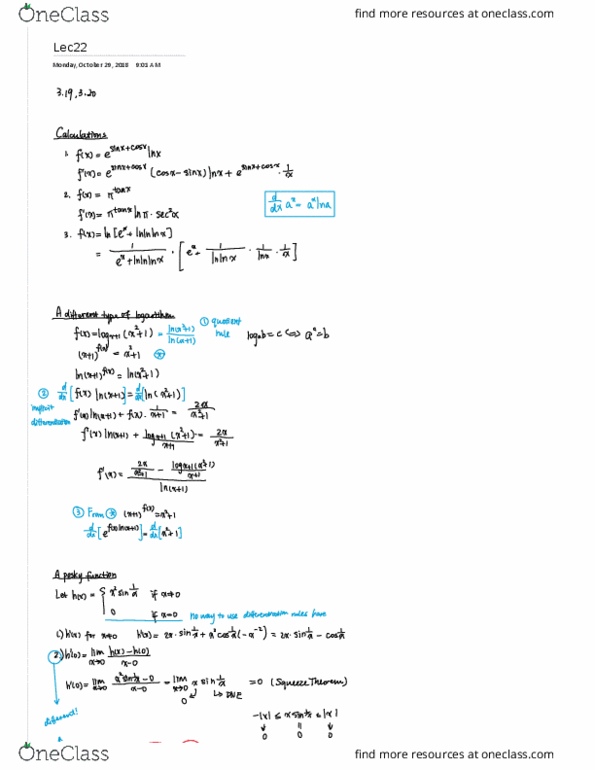 MAT137Y1 Lecture 22: Alfonso Lec22: Derivatives of exponentials and logarithms thumbnail