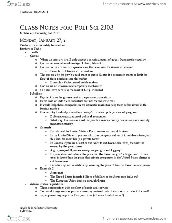 POLSCI 2J03 Lecture Notes - Factor Endowment, Stealth Technology, Unequal Exchange thumbnail