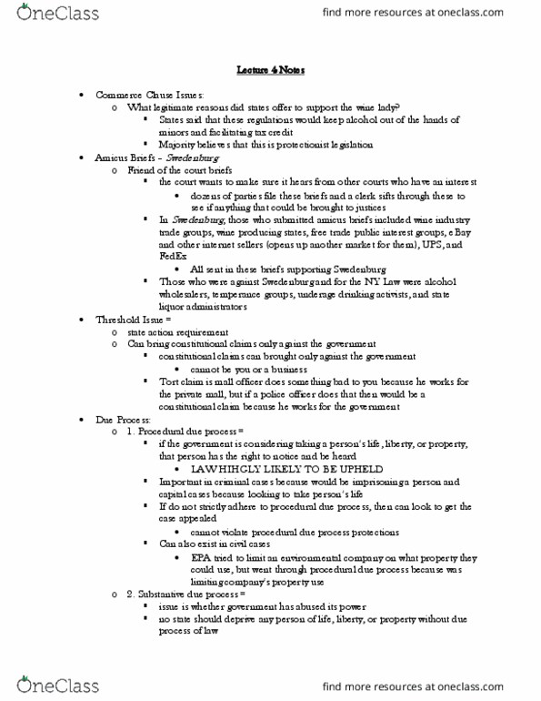 BA 30310 Lecture Notes - Lecture 4: Commerce Clause, Ebay, Suspect Classification thumbnail