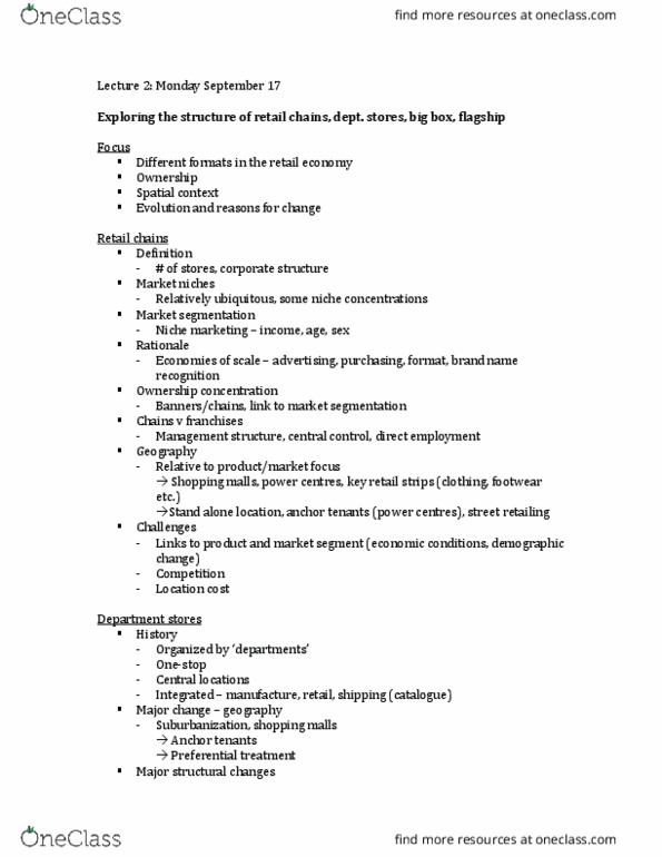 GGR252H5 Lecture Notes - Lecture 2: Market Segmentation, Canadian Tire, Sobeys thumbnail