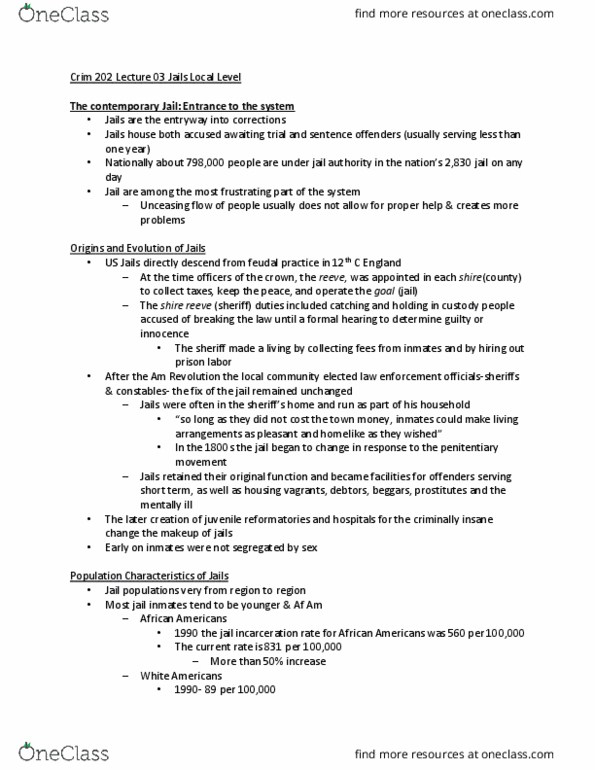 CRMJ 201 Lecture Notes - Lecture 7: Methadone, Deinstitutionalisation, Benjamin Ward thumbnail