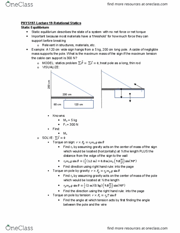 Physics 197 Lecture Notes - Lecture 19: Statics, Net Force, Bicycle Wheel thumbnail