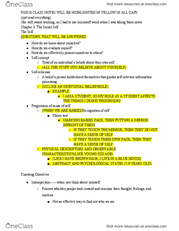 PSY 2401 Lecture Notes - Lecture 3: Mirror Test, Microsoft Word, Kid thumbnail