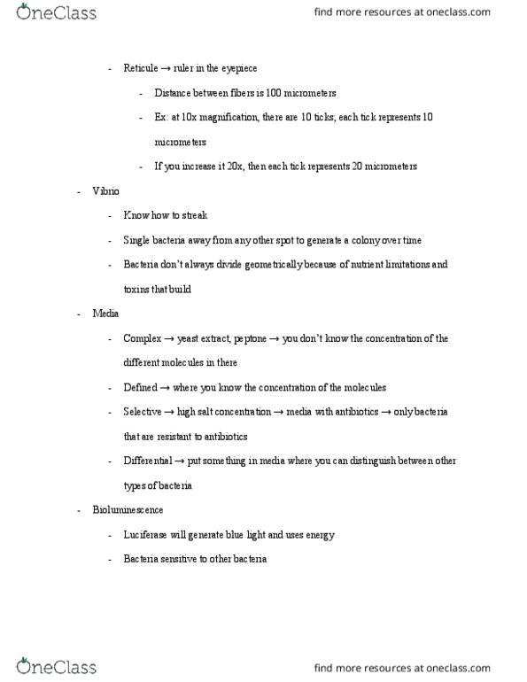 BIOLOGY 1AL Lecture Notes - Lecture 11: Yeast Extract, Luciferase, Eyepiece thumbnail