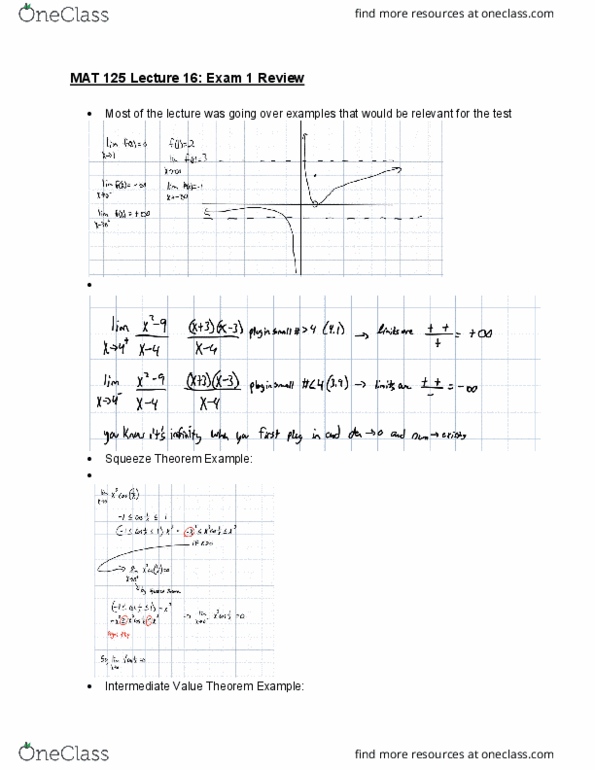 MAT 125 Lecture Notes - Lecture 16: Intermediate Value Theorem thumbnail