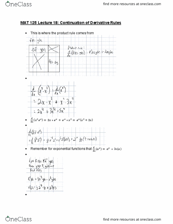 MAT 125 Lecture Notes - Lecture 18: Product Rule, Quotient Rule cover image
