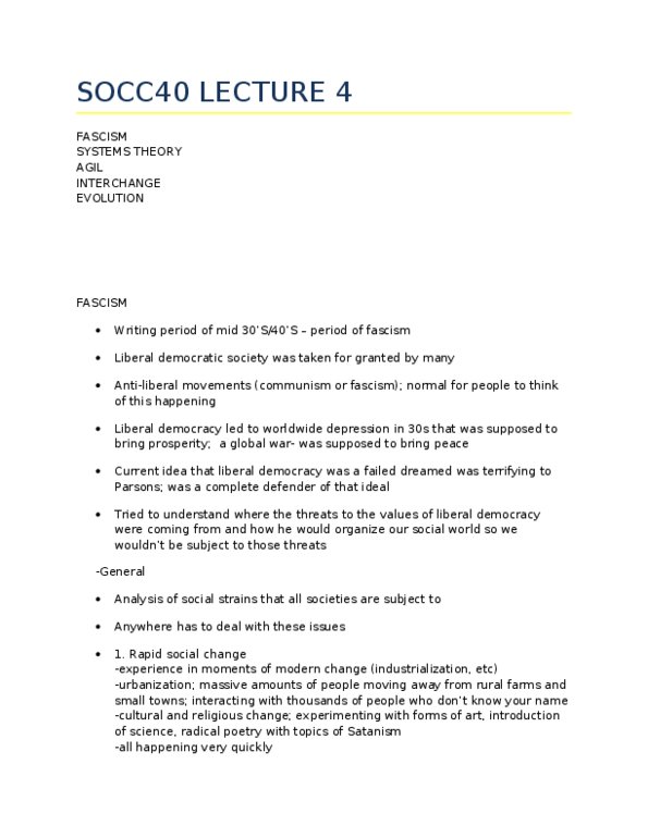 SOCC40H3 Lecture Notes - German Romanticism, Liberal Democracy, Cathexis thumbnail