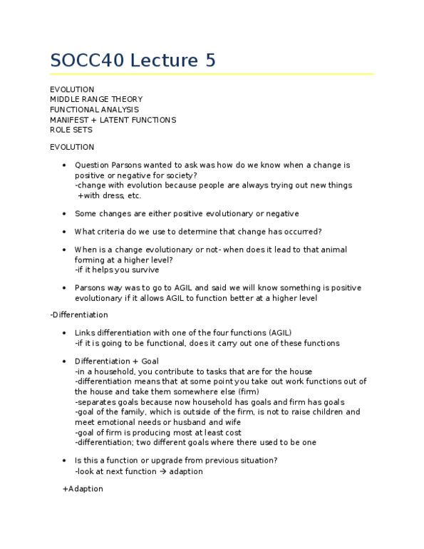 SOCC40H3 Lecture Notes - Wage Labour, Manifest And Latent Functions And Dysfunctions, Focus Group thumbnail