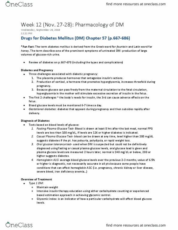 NURS 3550H Lecture Notes - Lecture 9: Dyslipidemia, Insulin, Lisinopril thumbnail