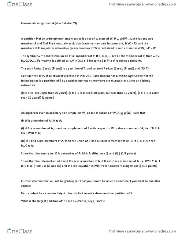 PHL246H1 Lecture Notes - Collectively Exhaustive Events, Empty Set thumbnail