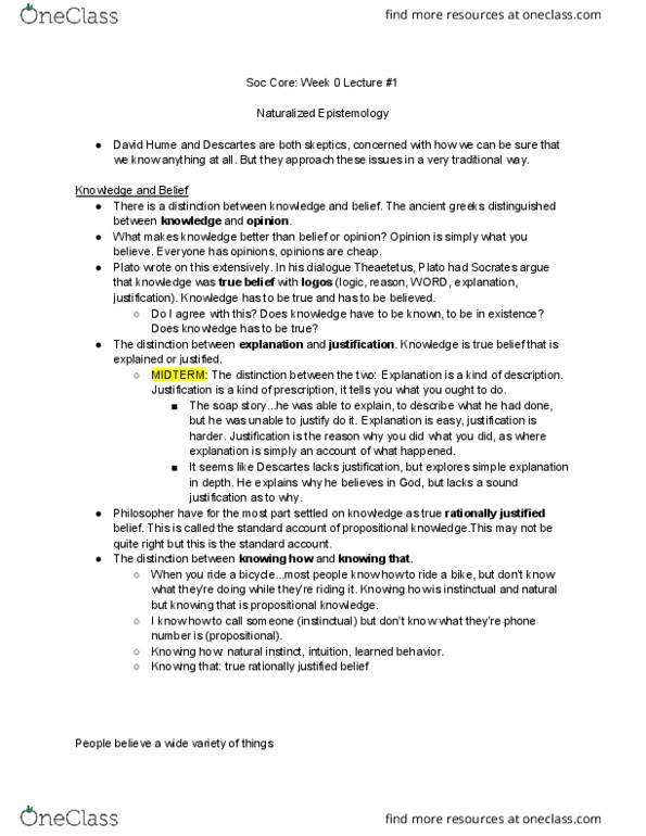 SOCIOL 1 Lecture Notes - Lecture 1: Descriptive Knowledge, Simple Explanation, Euclidean Geometry thumbnail