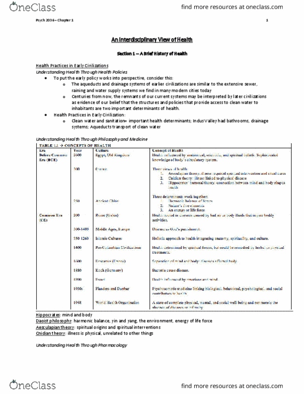 Psychology 2036A/B Chapter Notes - Chapter 1: Knidos, Taoism, Health Policy thumbnail