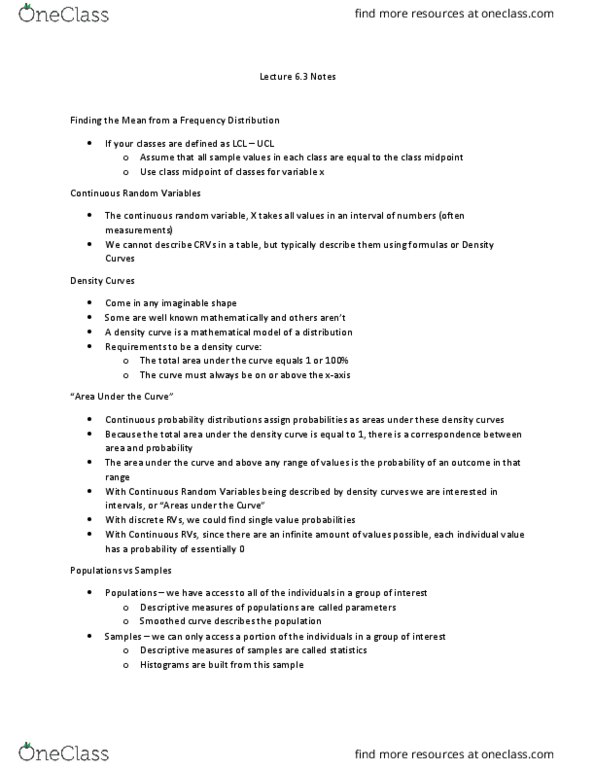 STAT 3615 Lecture Notes - Lecture 18: Probability Distribution thumbnail