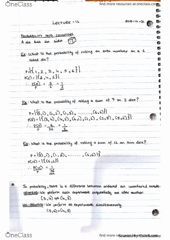 MAT133Y5 Lecture 16: Probability and Counting cover image