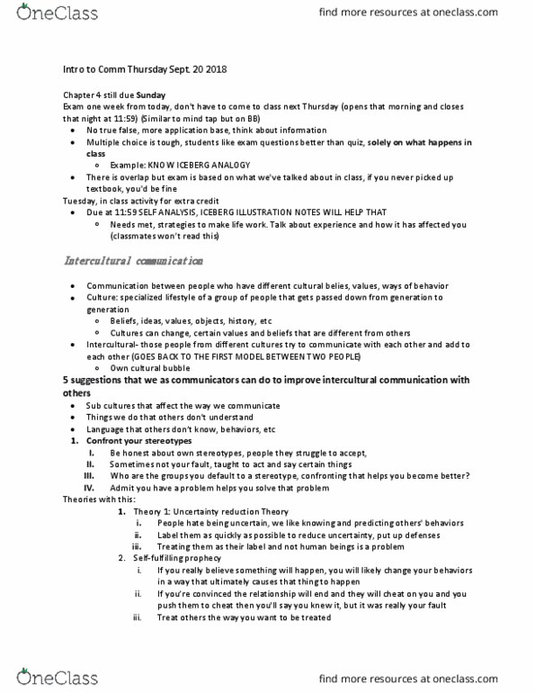 COMM 1076 Lecture Notes - Lecture 4: Intercultural Communication, Multiple Choice, Geostationary Operational Environmental Satellite thumbnail