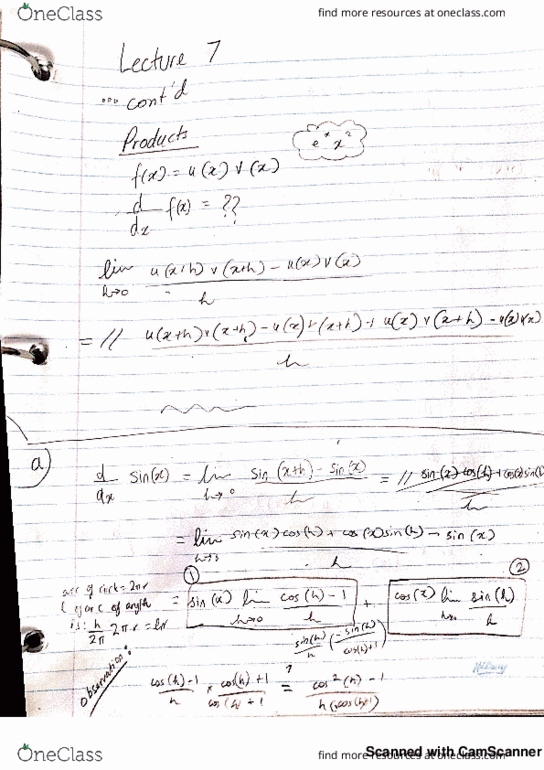 MAT 1320 Lecture 7: Derivatives of Trig cover image