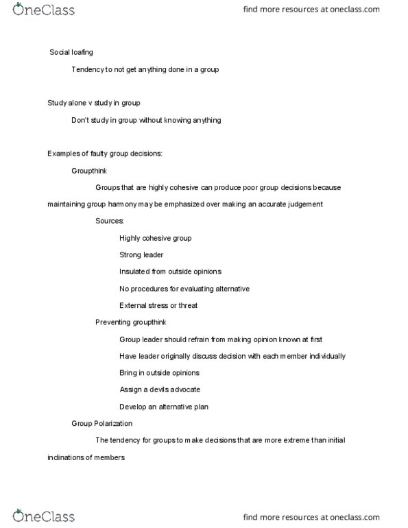 PSYC 2700 Lecture Notes - Lecture 17: Social Loafing, Individuation, Deindividuation thumbnail