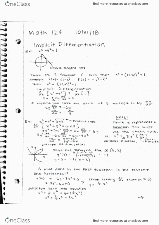 MATH 124 Lecture 16: Implicit Differentiation cover image