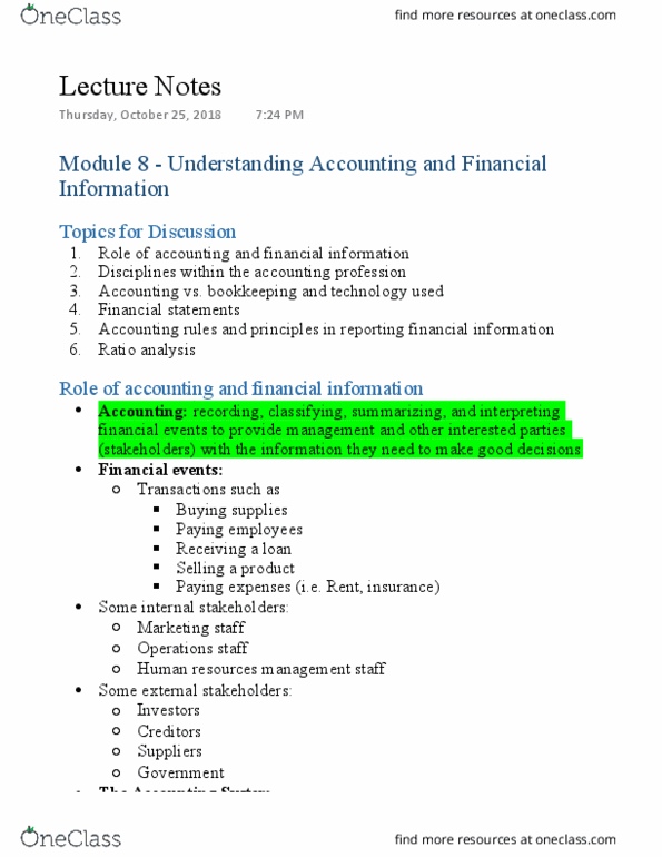 AFM131 Lecture Notes - Lecture 8: Human Resource Management, Financial Accounting, Financial Statement thumbnail