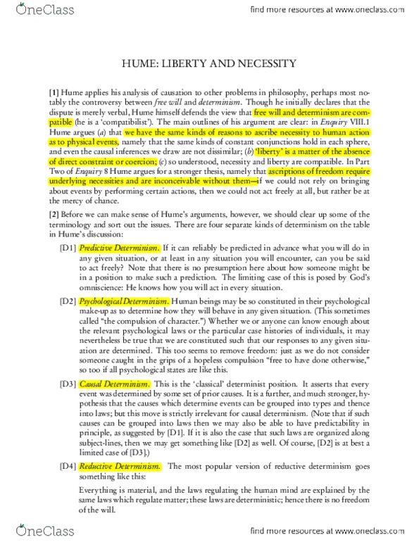 PHL100Y1 Lecture Notes - Uncertainty Principle, Compatibilism, Determinism thumbnail